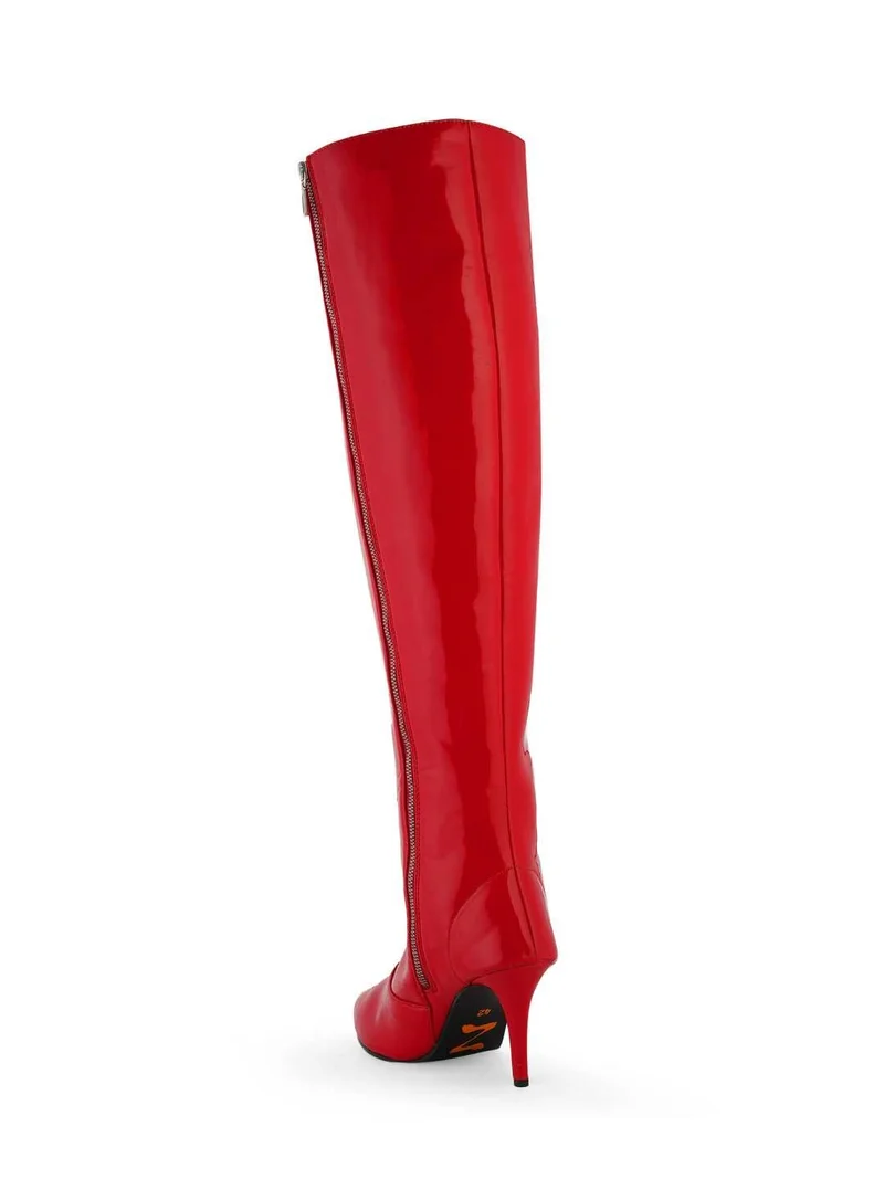 Zoriworld Red EMJAY Red Glossy Boots – 3" Heel Patent Vegan for Women | Best Price UAE