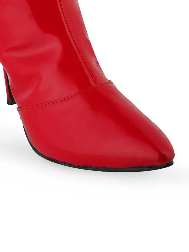 Zoriworld Red EMJAY Red Glossy Boots – 3" Heel Patent Vegan for Women | Best Price UAE