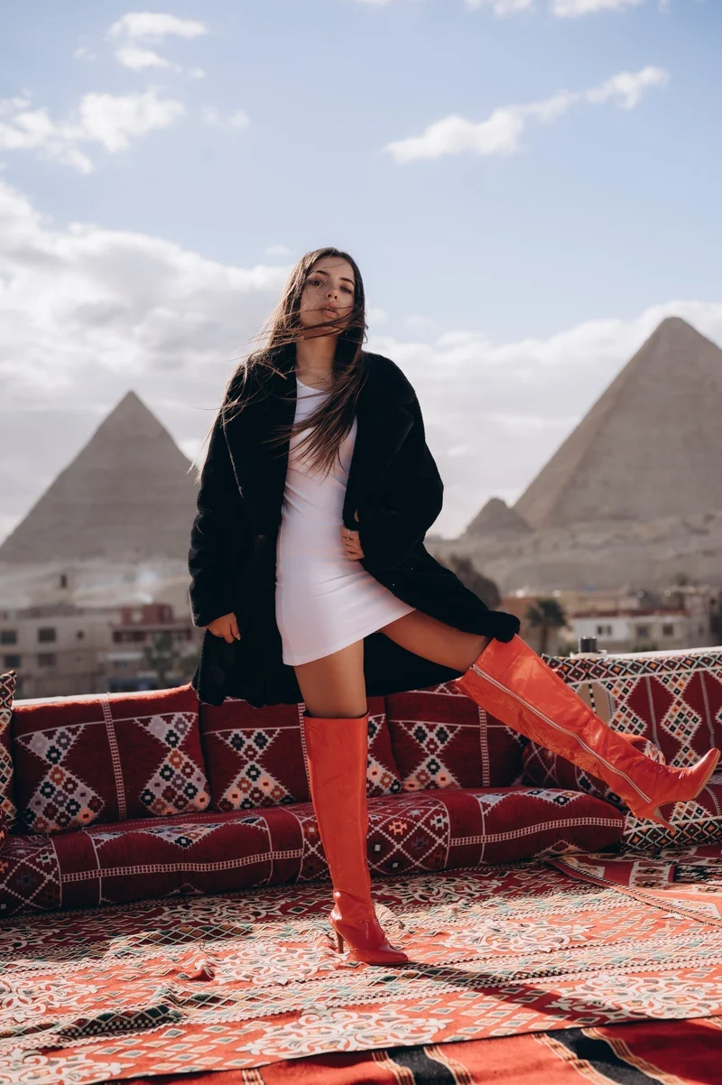 Zoriworld Red EMJAY Red Glossy Boots – 3" Heel Patent Vegan for Women | Best Price UAE
