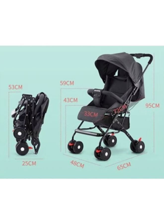 عربة أطفال خفيفة الوزن سهلة الطي وعجلات ناعمة عربة أطفال محمولة خفيفة الوزن / قابلة للطي صغيرة الحجم / مقصورة سفر (مناسبة للسفر الجوي) عربة أطفال / عربة أطفال / كرسي دفع - Image 2
