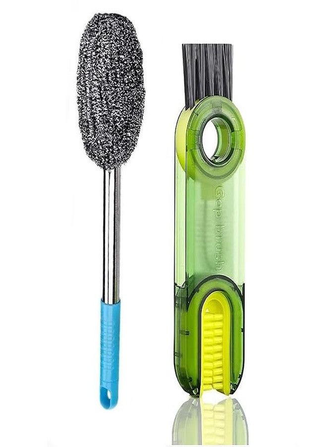 ZIGZAP Bottle Cleaner Brush with Long Handle Steel Brush Bottle Washing Brush Stainless Steel Scrubber for Water Bottles, Baby Bottles - Multipurpose Kitchen and Bathroom Cleaner