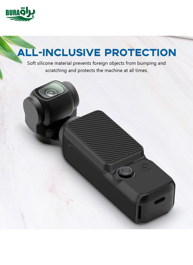 BURAQ For DJI OSMO Pocket 3 PULUZ  2 in 1 Silicone Cover Case Set with Strap (Black)  - Image 4