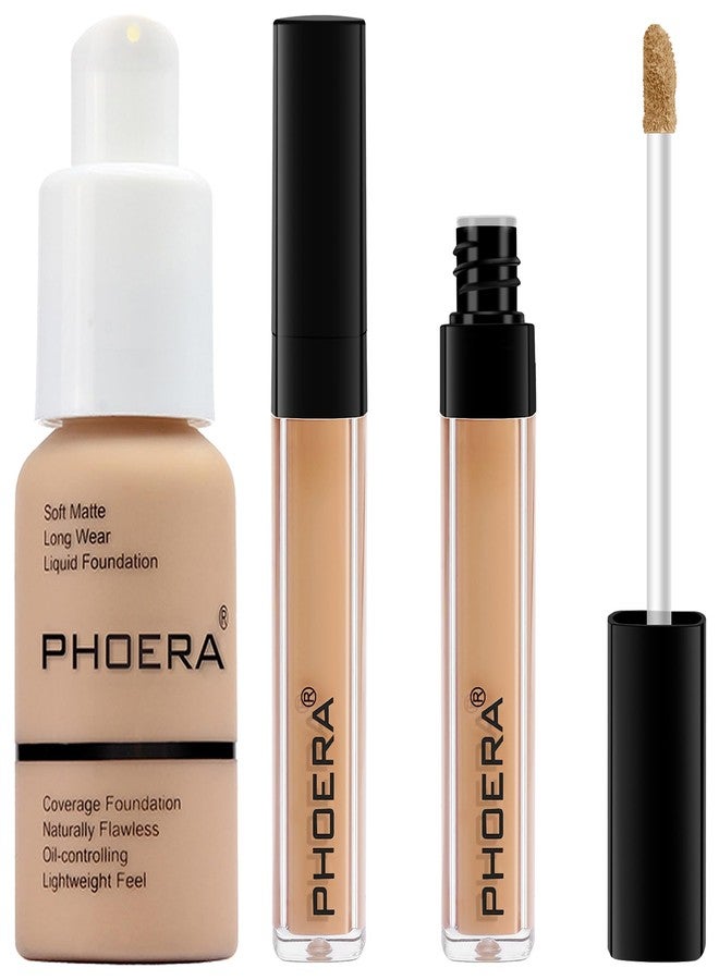 Hilareco PHOERA Foundation Full Coverage,PHOERA Concealer Lightweight Full Coverage,PHOERA Makeup Long Lasting Wrinkles Matte Natural Finish for a Flawless Complexion (104 Buff Beige+104#CUSTARD) - Image 1