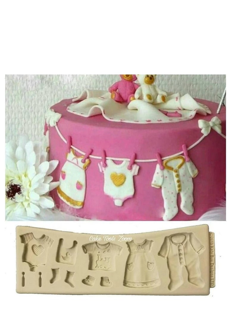 C.T.Z Baby-Themed Silicone Molds for Cake Decorating and Crafts - 3-Piece Set Featuring Baby Footprints, Baby Clothes, and Newborn Accessories - Ideal for Chocolate, Fondant, and Soap Making  - Image 2