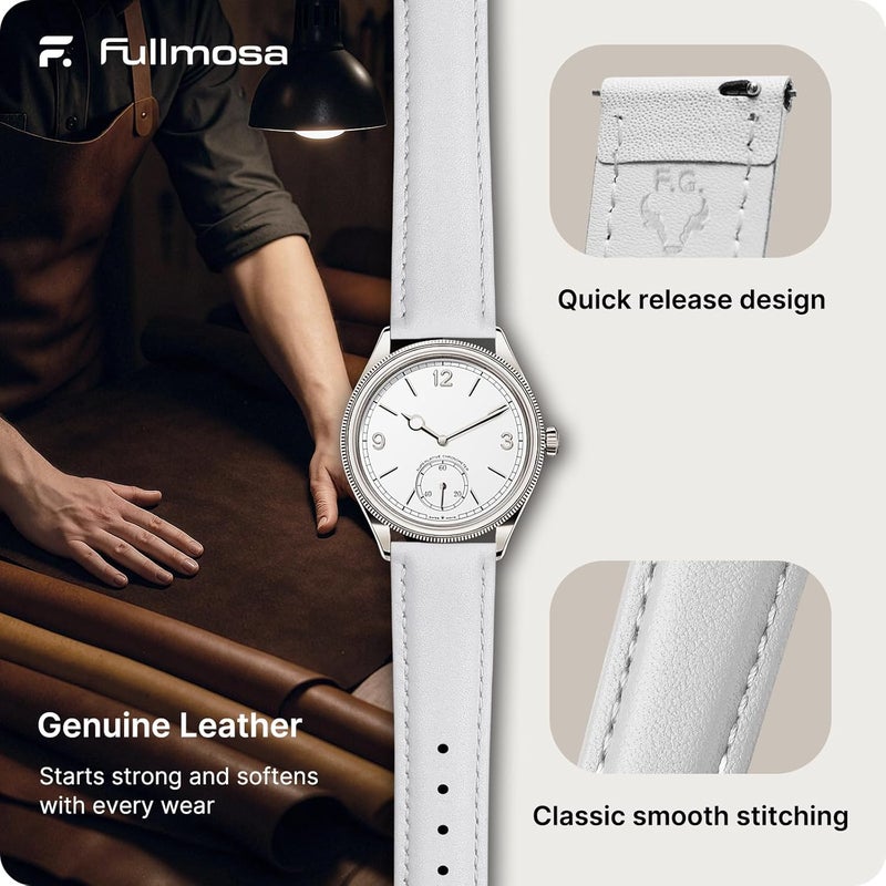 Fullmosa 20mm Watch Straps for Men Women Leather Replacement Bands Compatible with Samsung Galaxy Watch 4/5 40mm/44mm, Galaxy Watch 3 41mm, Garmin Vivoactive 3, Huawei Watch 2/Pro - Image 4