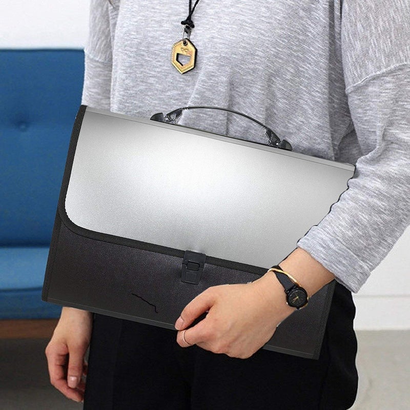 Peeplvalue Expanding File Folder - Plastic Waterproof Full Scape Business Expandable File Folder Document Organizer with Labels Bag Letter Size 12 Pockets (Pack of 2) - Image 2