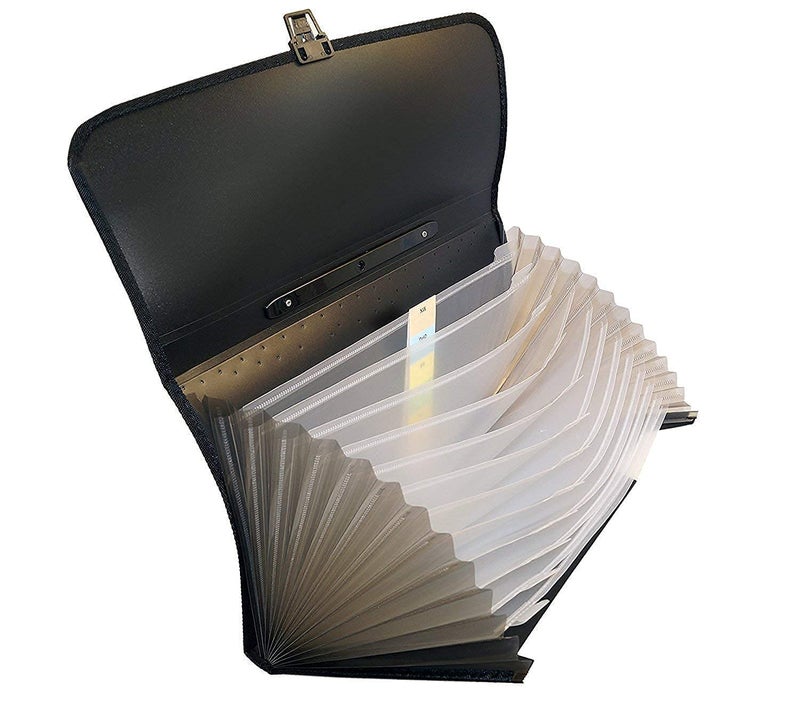 Peeplvalue Expanding File Folder - Plastic Waterproof Full Scape Business Expandable File Folder Document Organizer with Labels Bag Letter Size 12 Pockets (Pack of 2) - Image 5