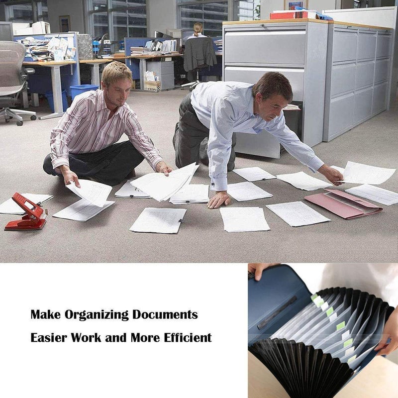 Peeplvalue Expanding File Folder - Plastic Waterproof Full Scape Business Expandable File Folder Document Organizer with Labels Bag Letter Size 12 Pockets (Pack of 2) - Image 3