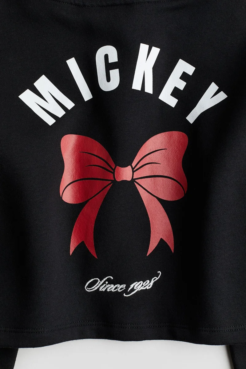 H&M Cropped Print-Detail Hoodie