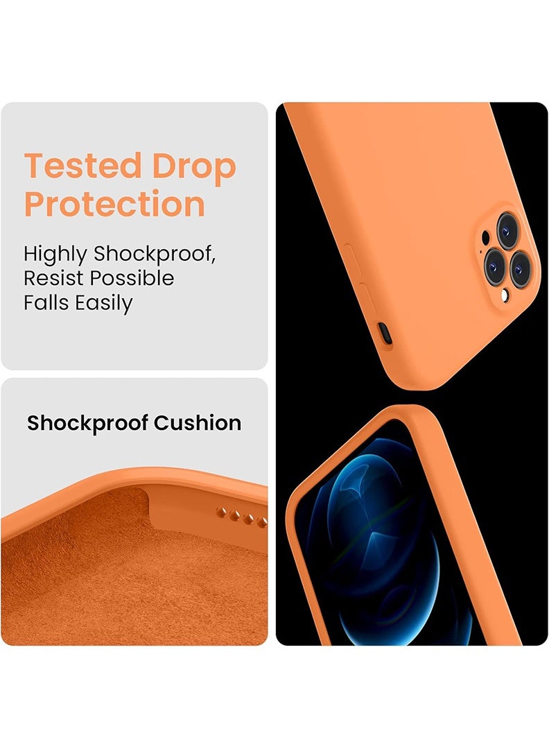 Theodor Protective Ultra Slim Fit Case Liquid Silicone Gel Cover with Full Body Protection Anti-Scratch Shockproof Case For iPhone 13 Pro LIQUID SILICON ORANGE - Image 2