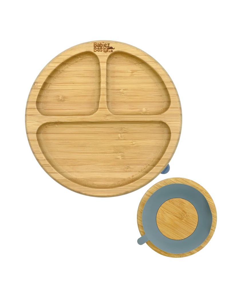 Babies Basic Babies Basic Bamboo Plate with Silicone Suction for Kids, Indigo