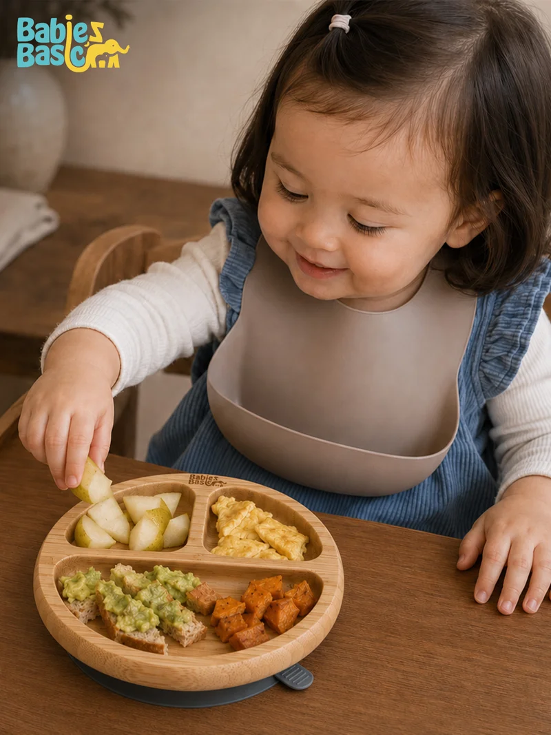 Babies Basic Babies Basic Bamboo Plate with Silicone Suction for Kids, Indigo
