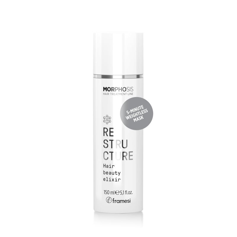 FRAMESI Morphosis Restructure Hair Beauty Elixir 5.1 fl oz, 5-Minute Weightless Mask, Repairing Conditioner, Natural Ingredients, Color Safe