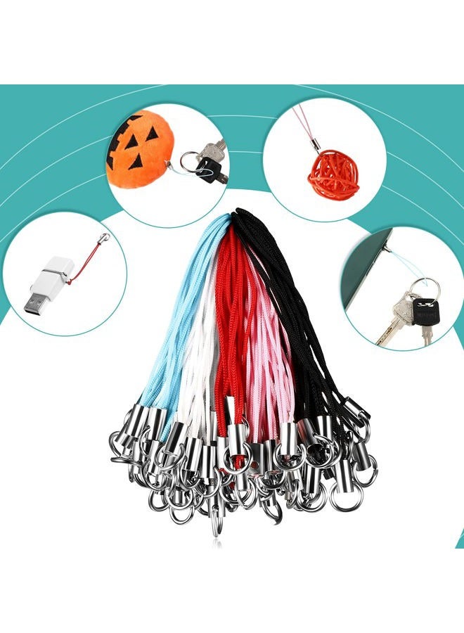 Shappy 100-Piece Cell Phone Lanyard Set - 5 Colors (Red, Pink, Blue, White, Black) - Metal Alloy & Nylon - Classic Style - Split Ring Strap - Image 4