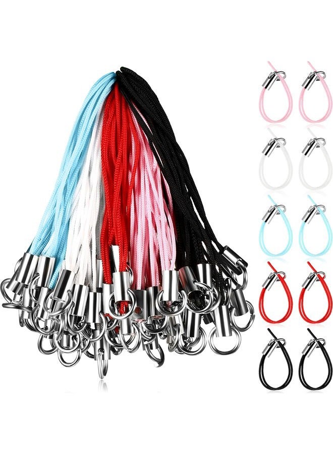 Shappy 100-Piece Cell Phone Lanyard Set - 5 Colors (Red, Pink, Blue, White, Black) - Metal Alloy & Nylon - Classic Style - Split Ring Strap - Image 1