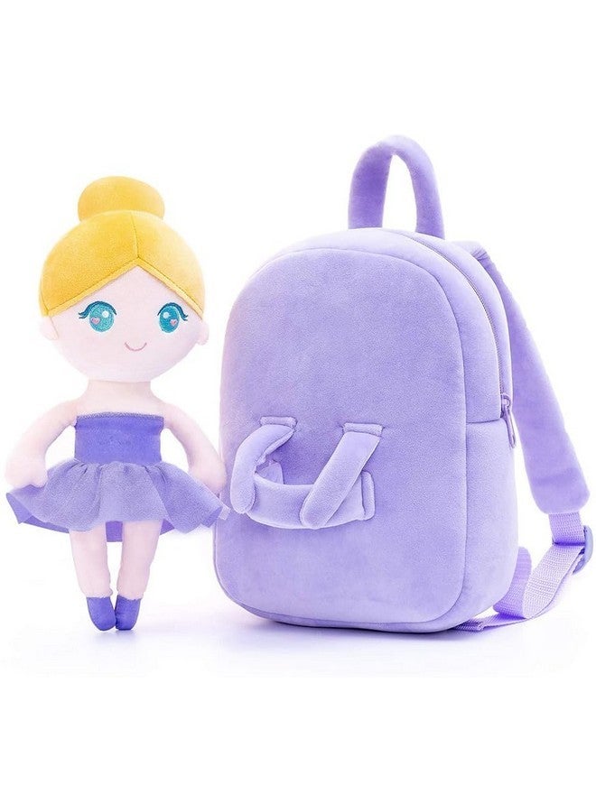 Frantic Kids Soft Cartoon Travelling School Bag Soft Plush 1 Compartment Backpacks Boys Girls Baby for 2 to 5 Years Baby/Boys/Girls Nursery, Preschool, Picnic(1_Purple_BallerinaDoll_2023_A) - Image 2