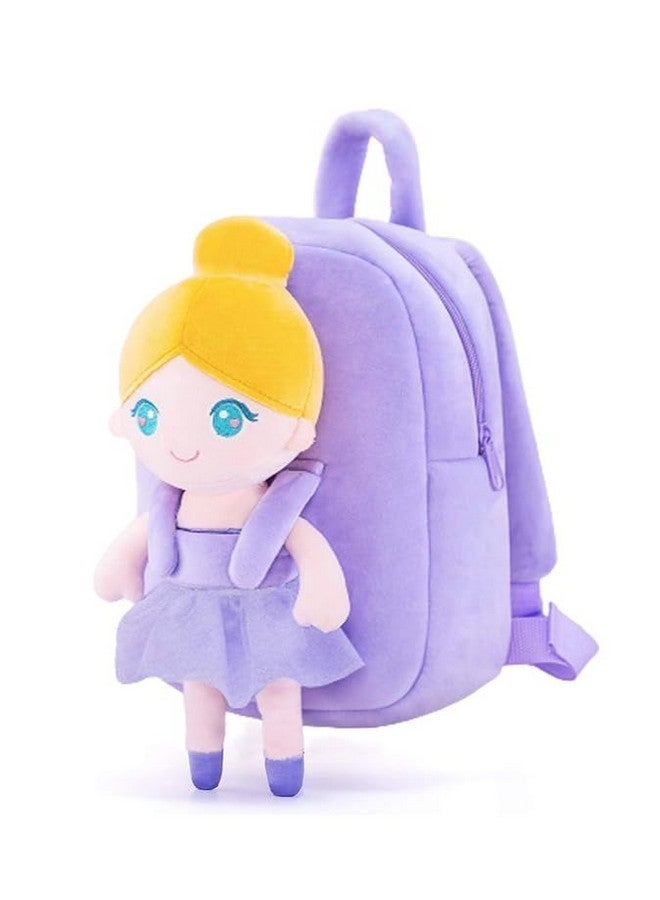 Frantic Kids Soft Cartoon Travelling School Bag Soft Plush 1 Compartment Backpacks Boys Girls Baby for 2 to 5 Years Baby/Boys/Girls Nursery, Preschool, Picnic(1_Purple_BallerinaDoll_2023_A) - Image 1