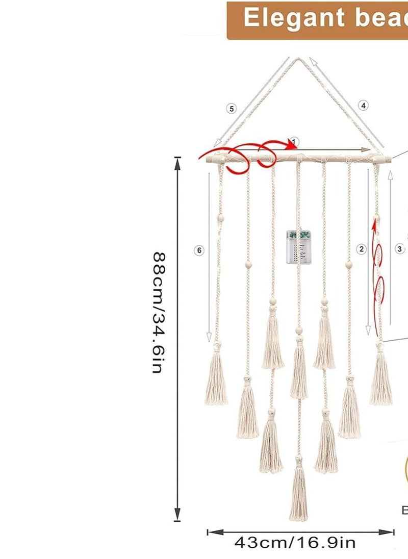 Antikiano - Hanging Photo Display Wall Decor, Macrame Wall Hanging Boho Room Bedroom Decor, Picture Frame Collage Board with Light 30 Clip, Christmas Teenage Teen Girl Gifts - Image 1