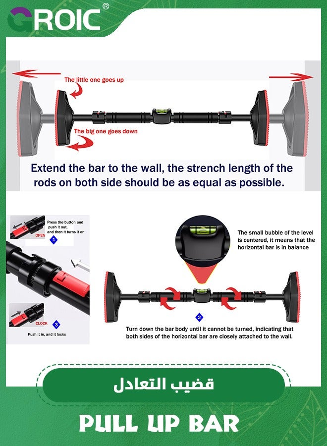 GROIC Pull Up Bar for Doorway, Strength Training Pullup Bar with Hanging Ring,Chin Up Bar Upper Body Workout Equipment,Home Gym Exercise Fitness Equipment - Image 2