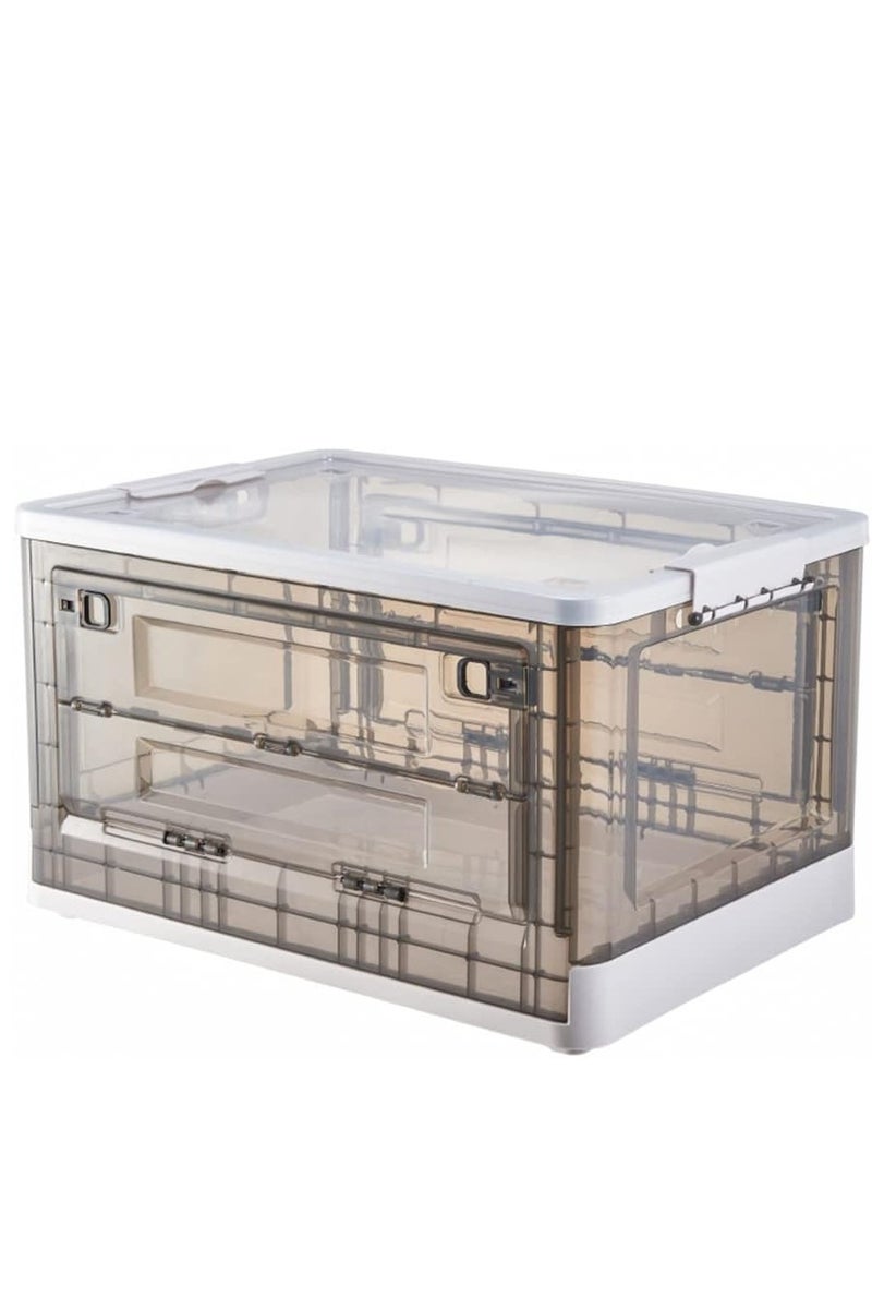 88L صندوق تخزين قابل للطي صندوق تخزين الملابس سلة تخزين لعبة حاوية تخزين الكتب تنظيم صندوق منظم مع مقبض المطبخ المنزل مكتب خزانة غرفة صندوق الحضانة (أبيض) - Image 1