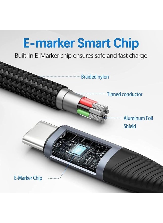 كابل AASHZ بطول 1 متر، بقوة 60 واط، مصنوع من النايلون المضفر، من نوع USB-C إلى USB-C 2.0، متوافق مع أجهزة iPhone 16/16 Plus/16 Pro/16 Pro Max، وiPad Pro/Air، وMacBook Pro/Air، وGalaxy S24 S23 Ultra، وHuawei P60، وXiaomi، وغيرها. - Image 3