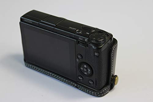 BolinUS Ricoh GR III Case, BolinUS Handmade Genuine Real Leather Half Camera Case Bag Cover for Ricoh GR III Bottom Opening Version + Hand Strap (Black) - Image 3