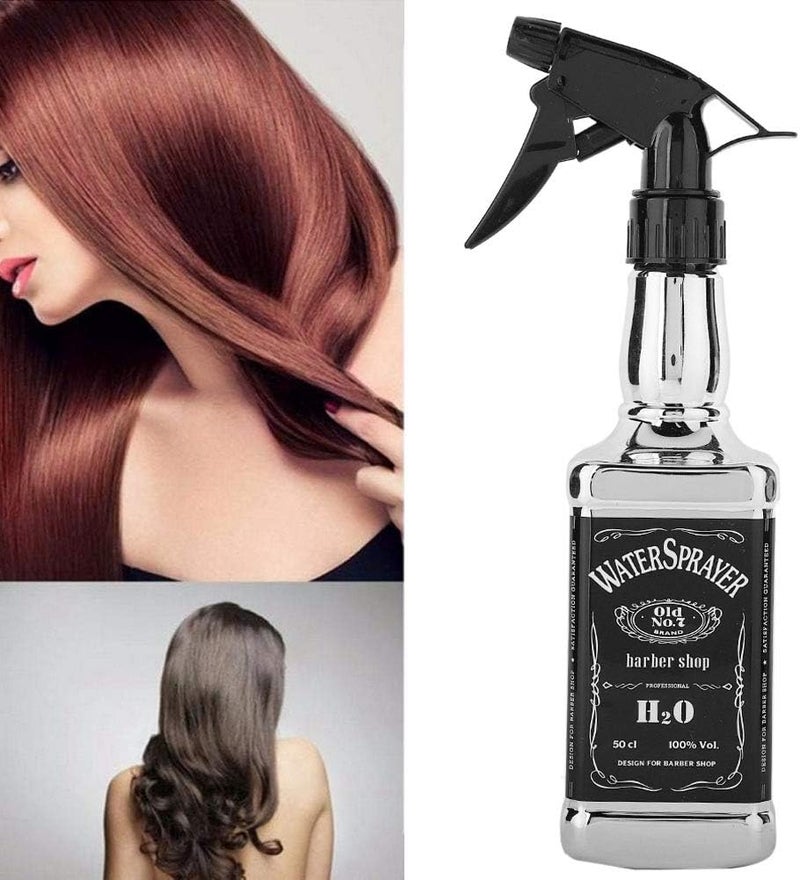 klarako Hair Spray Bottle Hairdressing Barber Spray Bottle Whisky Squirt Bottle Mist Salon Hair Tools Home Gardening Water Sprayer 500ml/16.9oz (SILVER) - Image 2