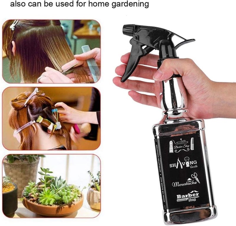 klarako Hair Spray Bottle Hairdressing Barber Spray Bottle Whisky Squirt Bottle Mist Salon Hair Tools Home Gardening Water Sprayer 500ml/16.9oz (SILVER) - Image 5