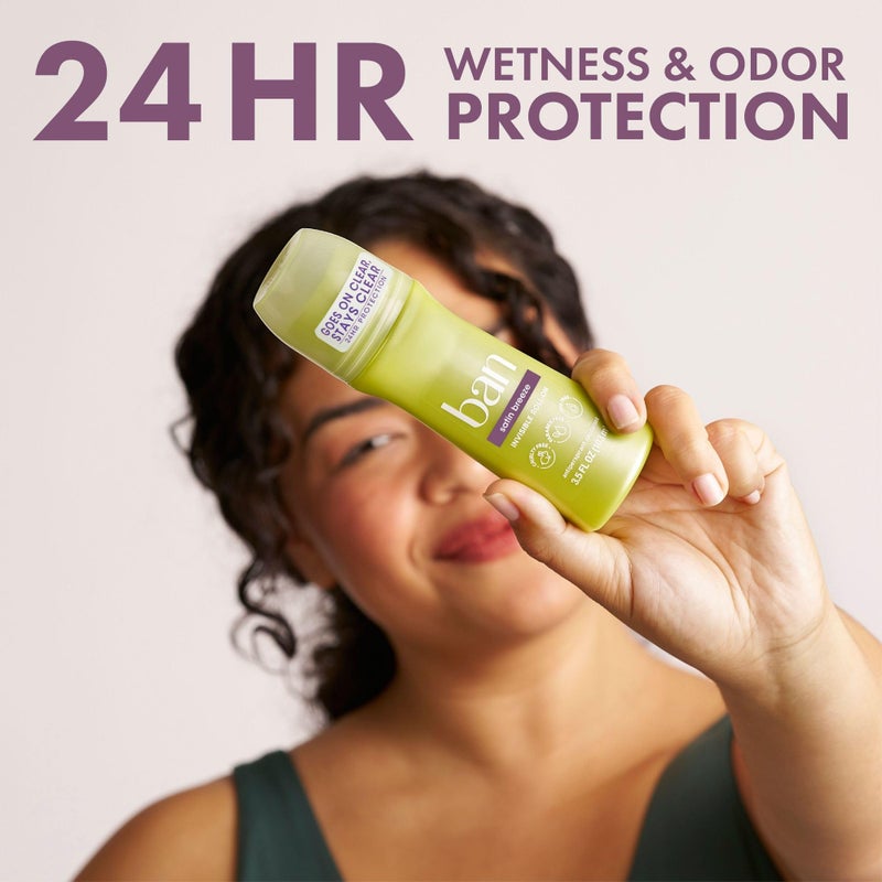 Ban Invisible Roll-on Antiperspirant Deodorant for Women and Men, 24-hour Underarm Odor & Sweat Protection, Satin Breeze, 3.5 Oz, Pack of 4 - Image 3
