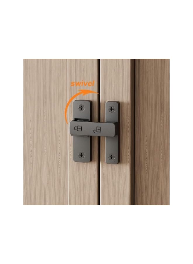 promass Heavy-Duty Flip Latch Lock 180 Degree Sliding Door Lock bar barn Door Latch Hook-and-Eye Buckle Wooden Fence Door Lock Black Ship Window Lock Door latches Internal (black) - Image 3