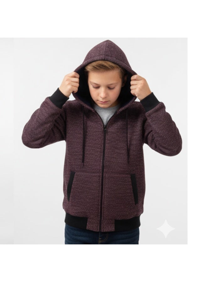 Caesar Boys' hoodie with zipper and front pockets - Image 1
