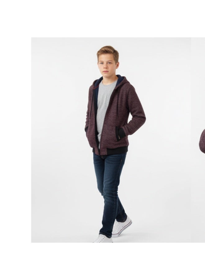 Caesar Boys' hoodie with zipper and front pockets - Image 2
