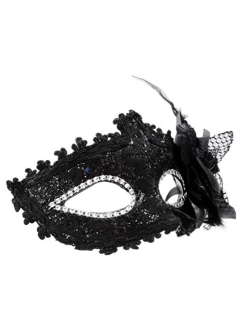 مجموعة أقنعة تنكرية، قطعتان، قناع تنكري للأزواج مزين بزهرة جانبية ونقوش مرسومة، أقنعة تنكرية نسائية، قناع تنكري يغطي نصف الوجه لحفلات التنكر، الحانات، حفلات التخرج، وحفلات الزفاف - Image 5