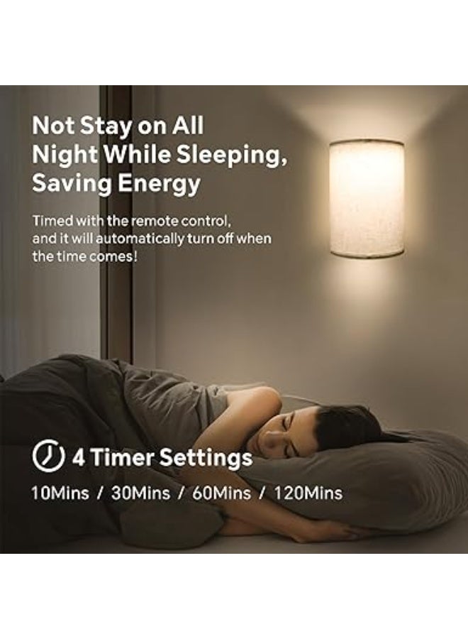 Baytion Baytion Baytion Wall Lights, LED Wall Lamps with Remote&Timer, Dimmable light, Battery Wall Sconce with Fabric Linen Lampshade, Indoor Wall Lights for Bedroom Living Room Hallway Balcony, LED Wall Lamps with Remote&Timer, Dimmable light, Battery Wall Sconce with Fabric Linen Lampshade, Indoor Wall Lights for Bedroom Living Room Hallway Balcony, LED Wall Lamps with Remote&Timer, Dimmable light, Battery Wall Sconce with Fabric Linen Lampshade, Indoor Wall Lights for Bedroom Living Room Hallway Balcony - Image 2