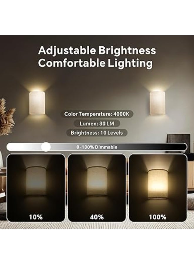 Baytion Baytion Baytion Wall Lights, LED Wall Lamps with Remote&Timer, Dimmable light, Battery Wall Sconce with Fabric Linen Lampshade, Indoor Wall Lights for Bedroom Living Room Hallway Balcony, LED Wall Lamps with Remote&Timer, Dimmable light, Battery Wall Sconce with Fabric Linen Lampshade, Indoor Wall Lights for Bedroom Living Room Hallway Balcony, LED Wall Lamps with Remote&Timer, Dimmable light, Battery Wall Sconce with Fabric Linen Lampshade, Indoor Wall Lights for Bedroom Living Room Hallway Balcony - Image 4