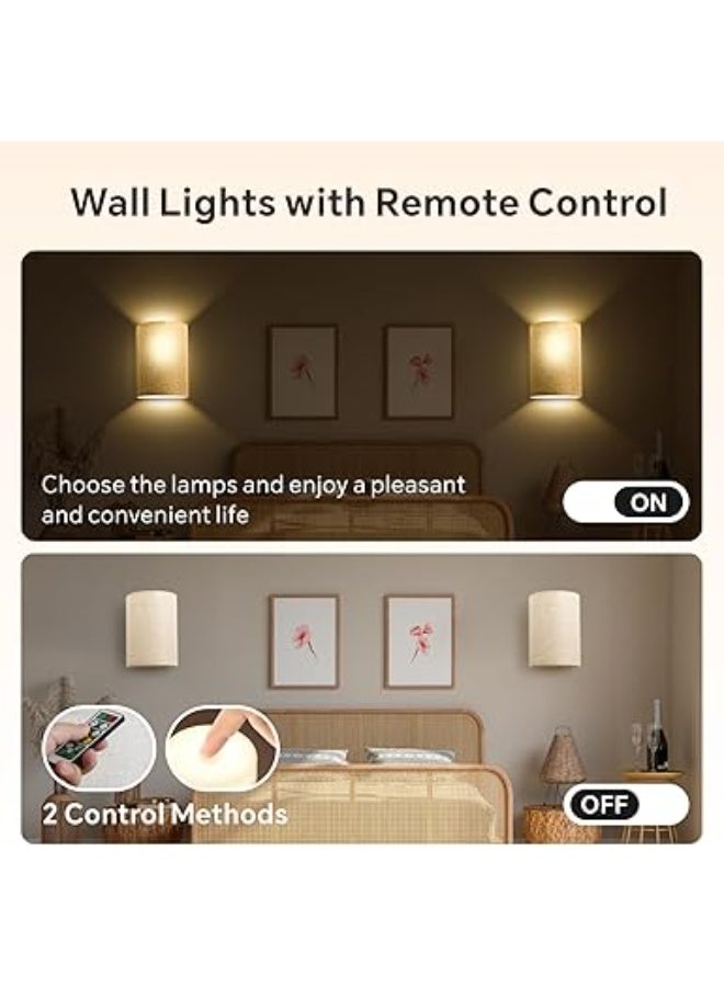 Baytion Baytion Baytion Wall Lights, LED Wall Lamps with Remote&Timer, Dimmable light, Battery Wall Sconce with Fabric Linen Lampshade, Indoor Wall Lights for Bedroom Living Room Hallway Balcony, LED Wall Lamps with Remote&Timer, Dimmable light, Battery Wall Sconce with Fabric Linen Lampshade, Indoor Wall Lights for Bedroom Living Room Hallway Balcony, LED Wall Lamps with Remote&Timer, Dimmable light, Battery Wall Sconce with Fabric Linen Lampshade, Indoor Wall Lights for Bedroom Living Room Hallway Balcony - Image 3