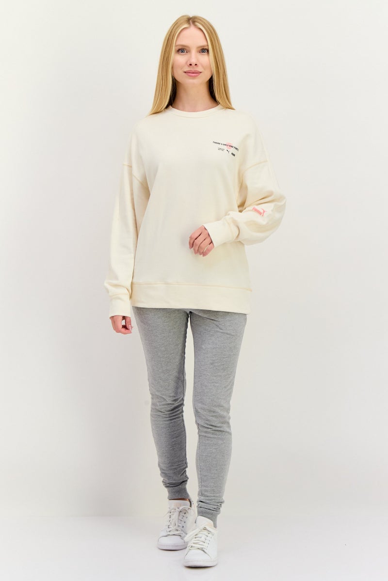PUMA Women Sportswear Fit Long Sleeves Training Sweatshirt, Cream  - Image 2