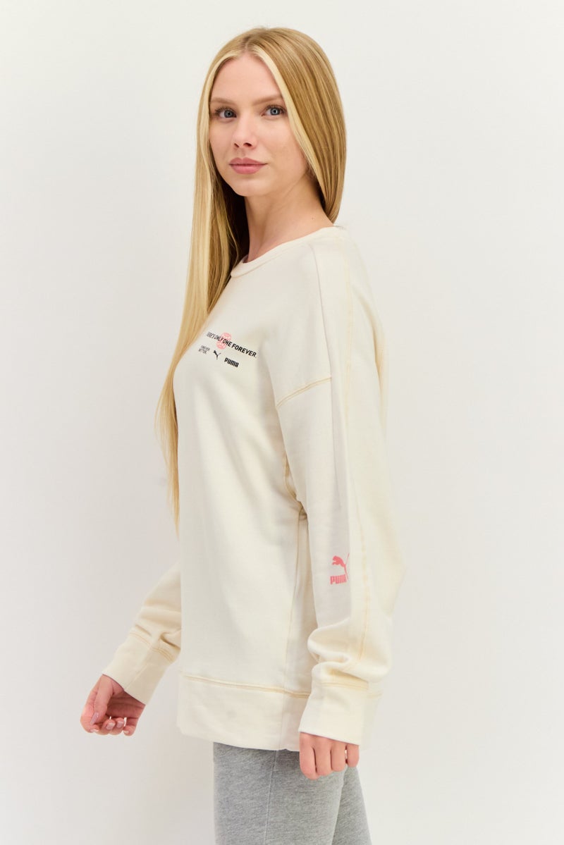 PUMA Women Sportswear Fit Long Sleeves Training Sweatshirt, Cream  - Image 3