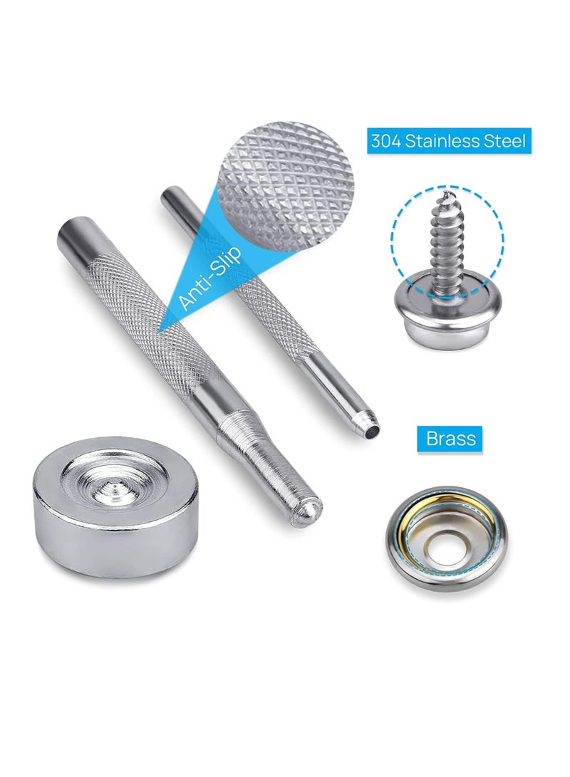 SYOSI Canvas Snap Kit 323 Pcs Stainless Steel Boat Canvas Snaps With Setting Tool Marine Grade 3/8" Socket Metal Screws Snaps For Boat Cover Furniture - Image 4