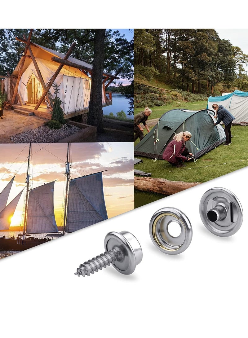 SYOSI Canvas Snap Kit 323 Pcs Stainless Steel Boat Canvas Snaps With Setting Tool Marine Grade 3/8" Socket Metal Screws Snaps For Boat Cover Furniture - Image 2