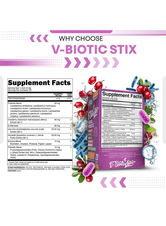 Clean Nutraceuticals Vaginal Probiotics for Women with Cranberry Extract, D-Mannose, Prebiotics, pH Balance for Women, Vaginal Health - Womens Probiotic Alternative to Gummies - 20 Stix - Image 4