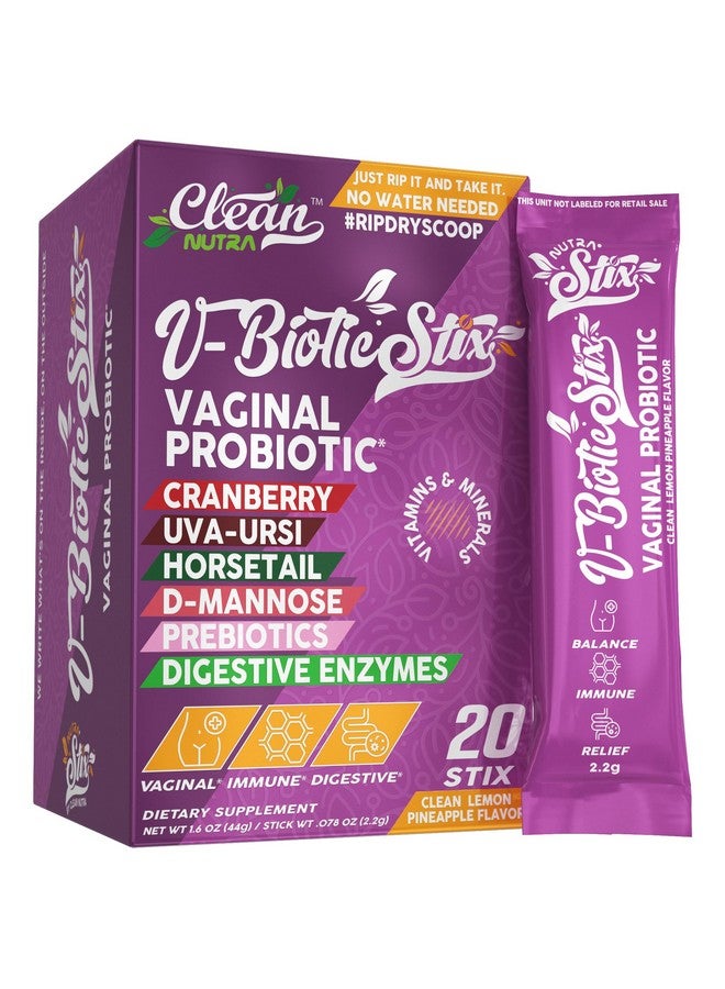Clean Nutraceuticals Vaginal Probiotics for Women with Cranberry Extract, D-Mannose, Prebiotics, pH Balance for Women, Vaginal Health - Womens Probiotic Alternative to Gummies - 20 Stix - Image 1