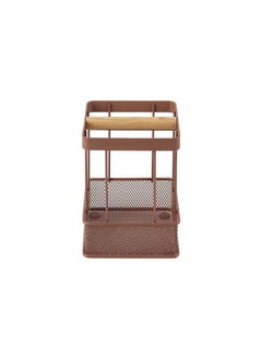 DANUBE HOME Danube Home Mocha Utensil Holder,With Bamboo Bar 11.1 X 11.1 X 15.4 Cm | Iron Metal, Bamboo Dish Rack | Dish Drainer For Kitchen Sink Home Dining - Brown  - Image 3