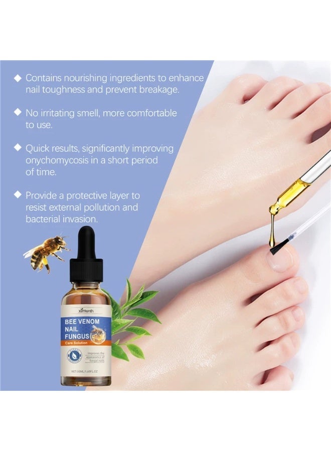 ximonth Bee Venom Nail Fungus Care Solution - Powerful Antifungal Treatment for Toenail & Fingernail, Repairs Damaged Nails, Enhances Nail Toughness, Mild Formula with Tea Tree Oil, 50ML - Image 2