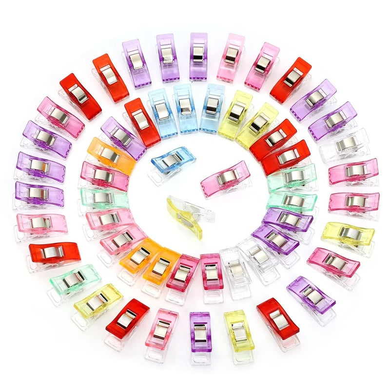 Sewing Clips - Multi-Color 50pcs: Versatile Craft Clips for Sewing, Crochet, Knitting, Quilting, Binding, Embroidery. Suitable for Fabric, Blinder, and Photo Hanging (50)