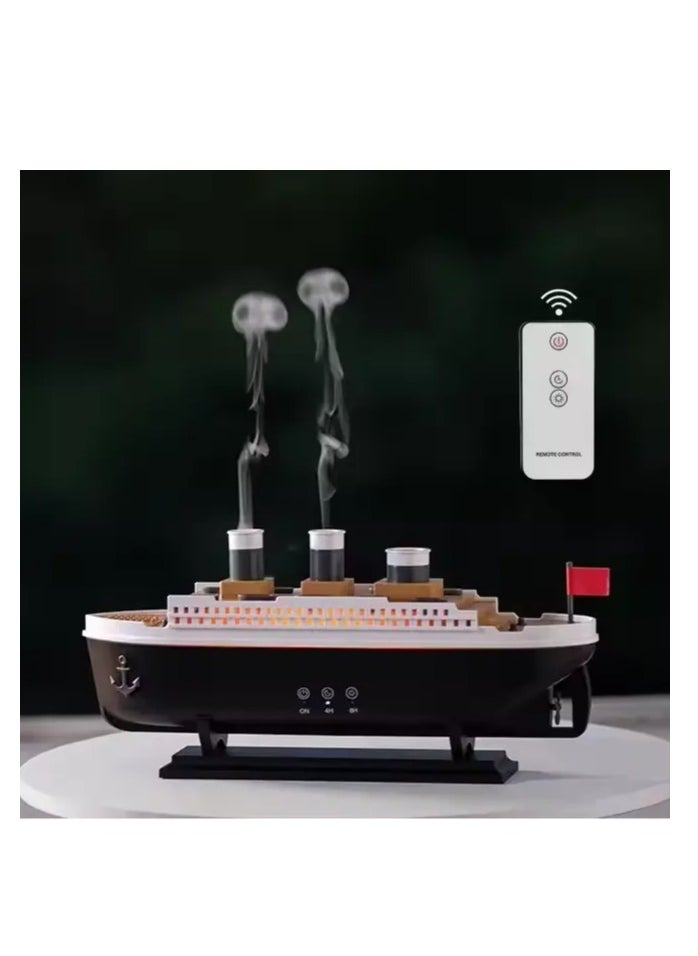 MOCOM Titanic Ship Model Essential Oil Diffuser & Cool Mist Humidifier – 250ml Vintage Aromatherapy with Jellyfish Smoke Ring Spray, 4 LED Light Modes, Ultra-Quiet (28dB), 8H Timer, Auto Shut-Off, Remote Control, BPA-Free – Perfect for Home, Office, Baby & Unique Gifts  - Image 4