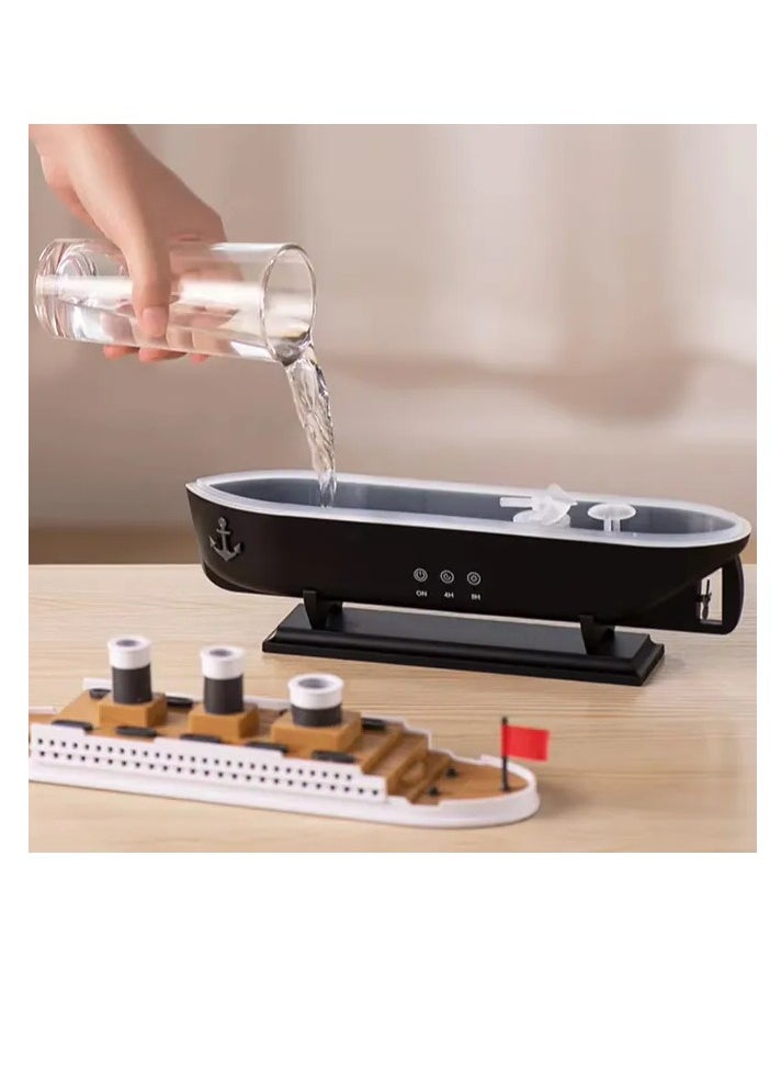MOCOM Titanic Ship Model Essential Oil Diffuser & Cool Mist Humidifier – 250ml Vintage Aromatherapy with Jellyfish Smoke Ring Spray, 4 LED Light Modes, Ultra-Quiet (28dB), 8H Timer, Auto Shut-Off, Remote Control, BPA-Free – Perfect for Home, Office, Baby & Unique Gifts  - Image 5