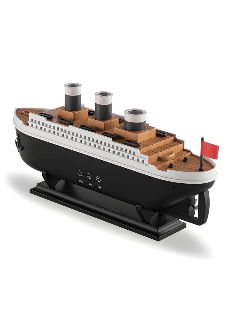 MOCOM Titanic Ship Model Essential Oil Diffuser & Cool Mist Humidifier – 250ml Vintage Aromatherapy with Jellyfish Smoke Ring Spray, 4 LED Light Modes, Ultra-Quiet (28dB), 8H Timer, Auto Shut-Off, Remote Control, BPA-Free – Perfect for Home, Office, Baby & Unique Gifts  - Image 2