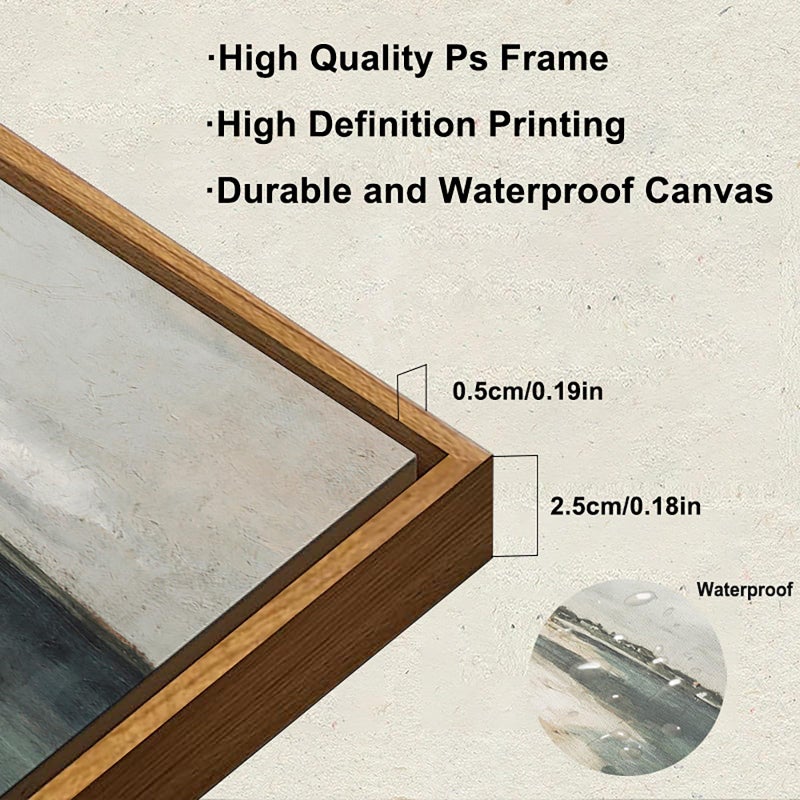 KBKBART Vintage Wall Art  Retro Coastal Seaside Beach House Framed Canvas Art Prints Painting Farmhouse Decor  Rustic Impressionism Scenic Landscape Wall Decor for Bathroom  Bedroom(9""x11"") - Image 2