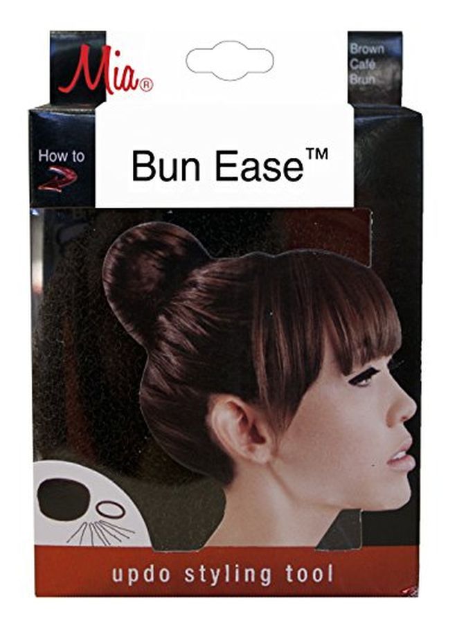 Mia Bun Ease, Bun Maker, Updo Styling Tool, Rolls Into Hair Sock Method, Extra Large 4.5", Brown, For Women, Girls, Dancers 1Pc - Image 1